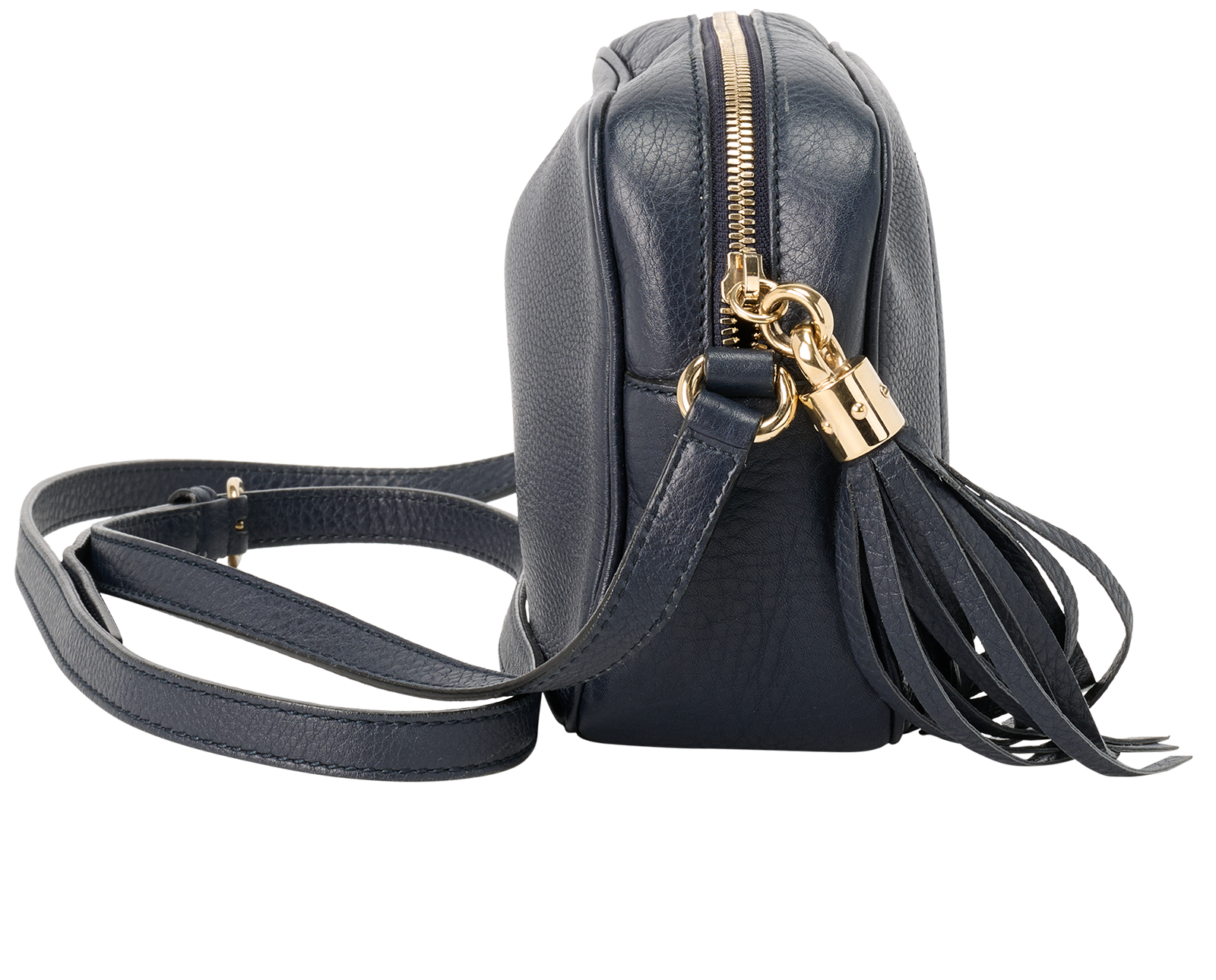 Soho Disco Tassel Camera Bag, &pound;450, Handbags, Blue, Leather, Side view